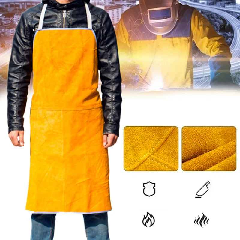 Washable Wear resistant Heat Insulation Cowhide Leather Welding Apron Soldering Protective Clothing Blacksmith
