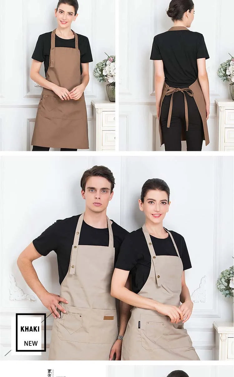 New Fashion Kitchen Aprons for Woman Men Chef Work Apron for Grill Restaurant Bar Shop Cafes Beauty Nails Studios Uniform Aprons