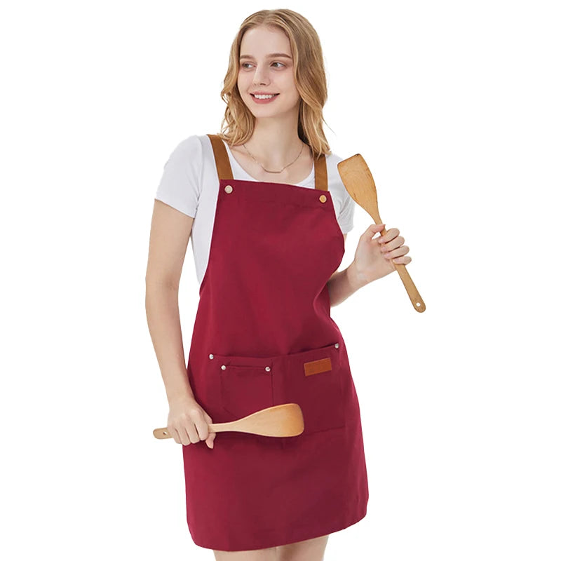 Water Repellent Kitchen Apron Unisex with Pockets Work Cleaning Restaurant Waiter Work Apron Florist Bubble Tea Shop Pinafore